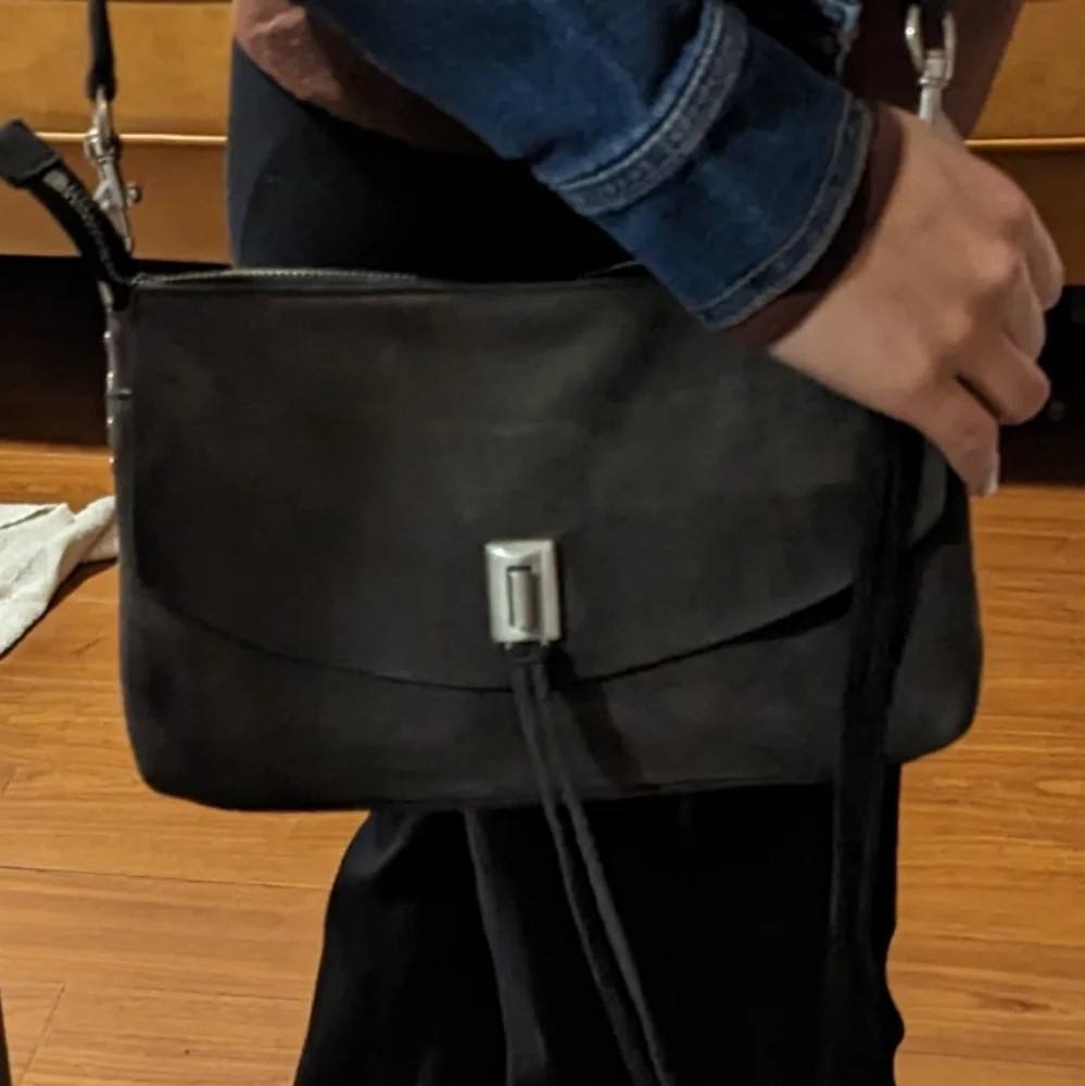 Rebecca Minkoff Zip Top Darren Crossbody Gray Suede - Picture 6 of 9